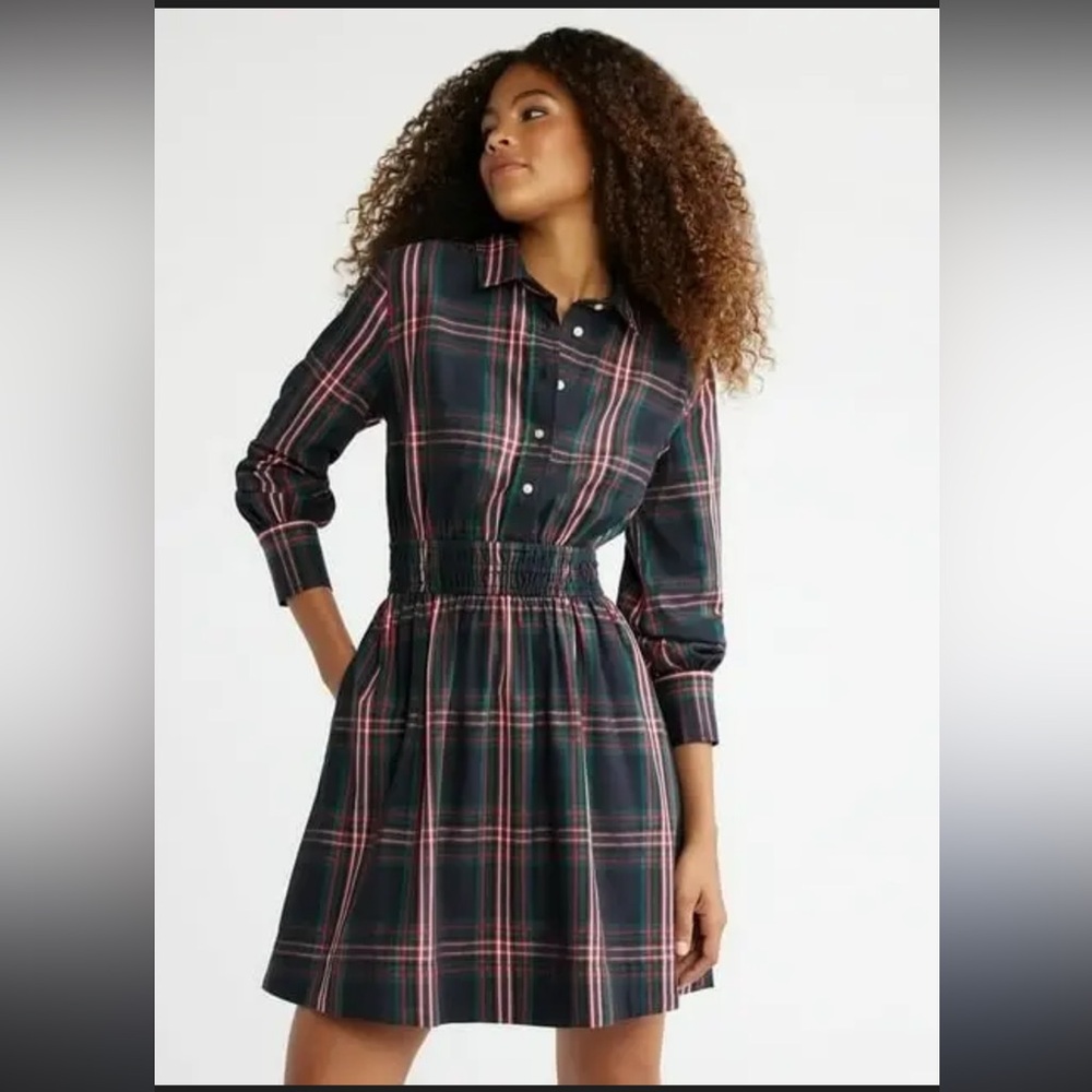 Elegant Plaid Long Sleeve Dress